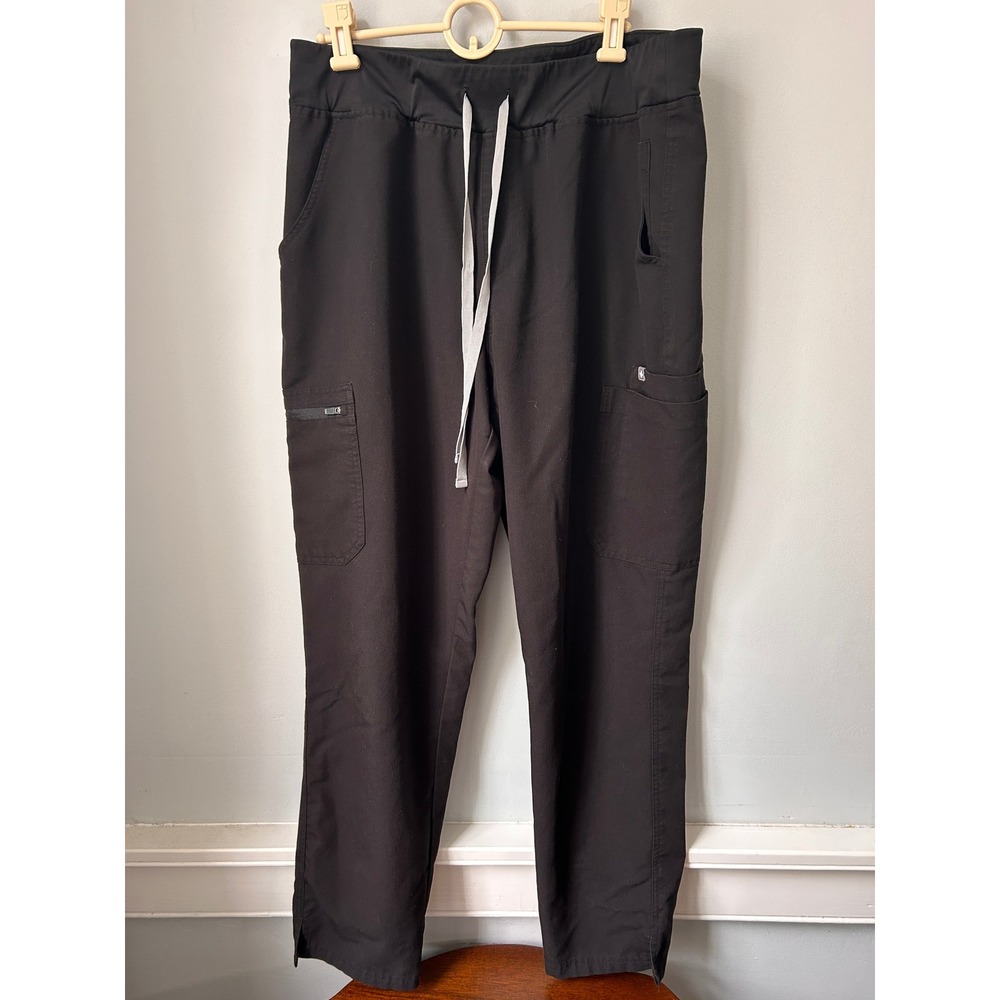 FIGS Technical Collection Black Scrub Cargo Pants XL W22SW2013 Jogger Drawstring